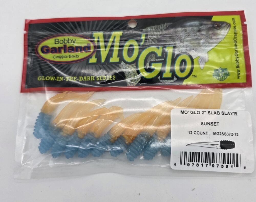 Lot of 6 Bobby Garland Mo’ Glo 2” Slab Slay’R Sunset 72 Crappie Baits